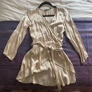 SOLD - Zara Champagne Satin Wrap Blouse